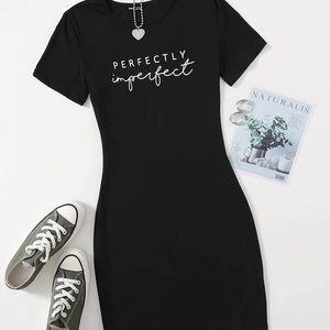 PERFECTLY IMPERFECT graphic bodycon dress